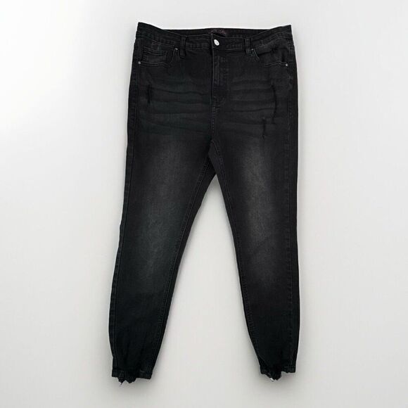 Haute Curve Black Jeans Size 18 Skinny High Rise Stretch Distressed - Picture 1 of 10